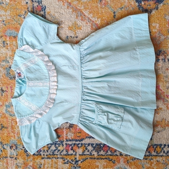 Fruit of the Loom 60's Vintage Rare Bib Collar Babydoll Dress Baby Blue 2T - Picture 1 of 13